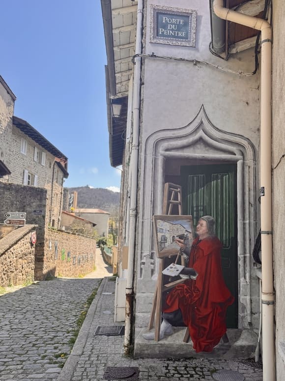 Fresque historique Porte du peintre par A.Fresco à Aurec-sur-Loire