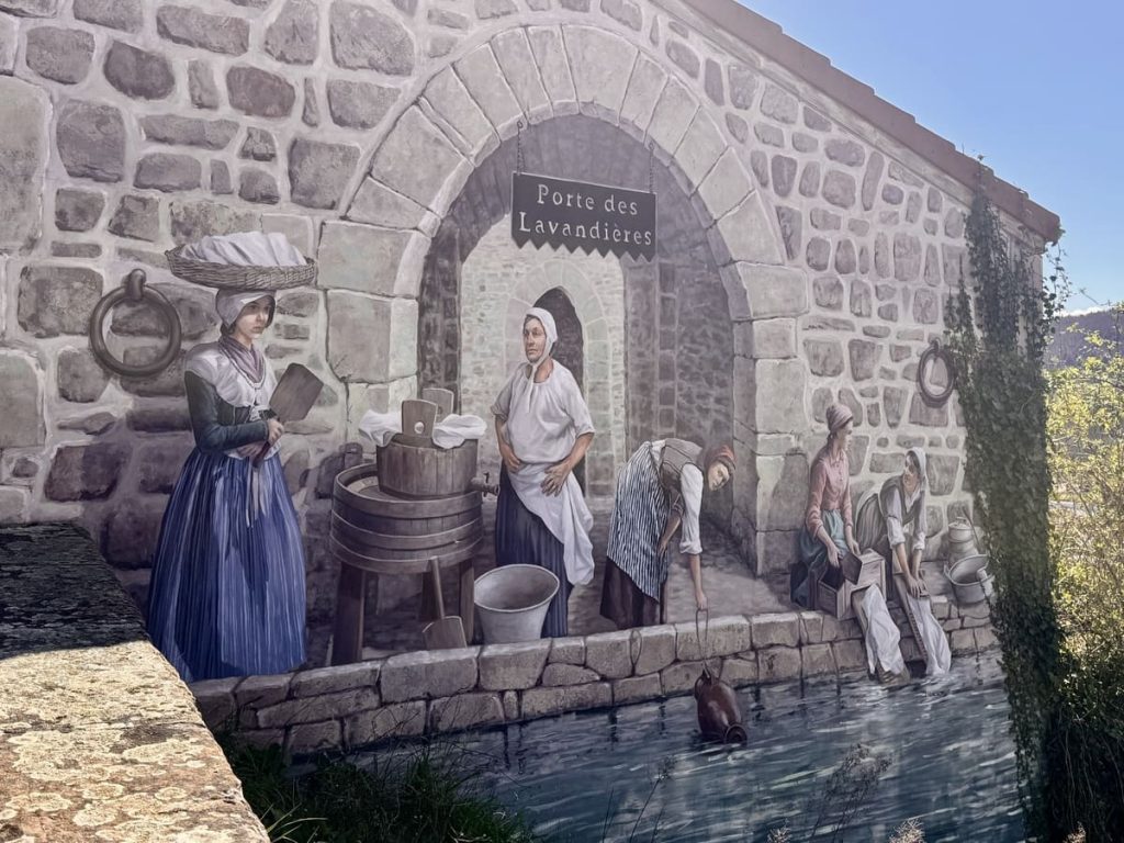 Fresque historique Porte des lavandières par A.Fresco à Aurec-sur-Loire