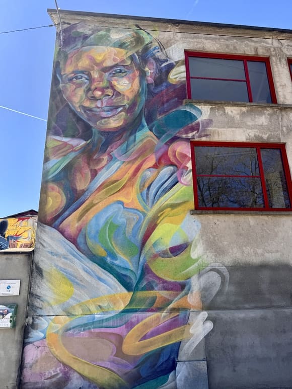 Fresque monumentale par l'artiste Sema Lao, street-art Aurec-sur-Loire