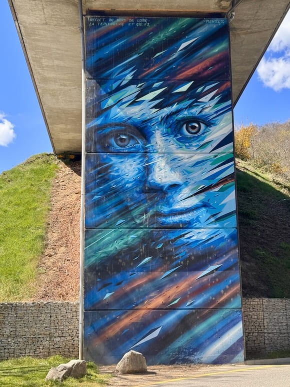 Fresque Reflets par l'artiste Mehsos au festival la Teinturerie à Aurec-sur-Loire